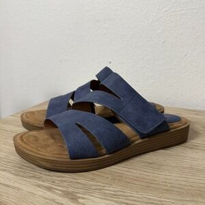 Eurosoft Sofft Nadine Blue Faux Suede Sandals Womens Size 9.5M Hook & Loop Strap